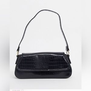 ASOS DESIGN 70s Shoulder Bag In Black Croc